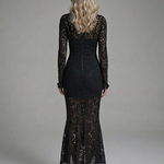 Fressa | Long Sleeve High Neck Lace Midi Dress