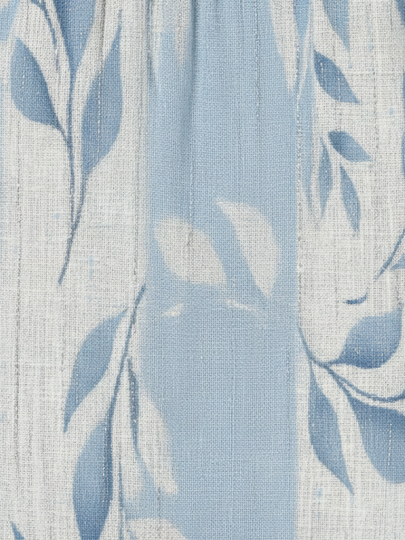 Maemae | Sleeveless Blue Leaf Pattern Midi Dress