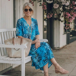 Sennamae | Short Sleeve V Neck Printed Midi Dress