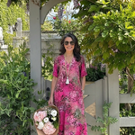 Sennamae | Short Sleeve V Neck Printed Midi Dress