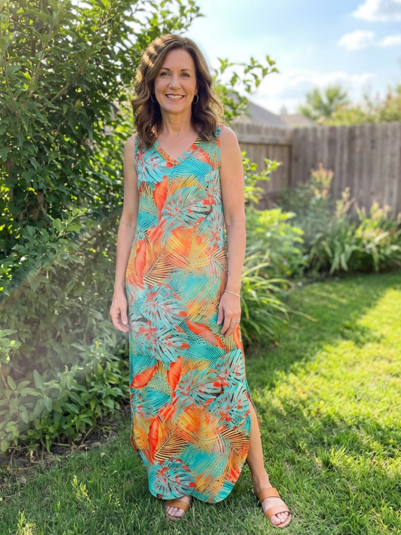 Liorada | Sleeveless V Neck Pocket Maxi Dress