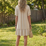 Surinia | Short Sleeve Button Front Ruffle Hem Dress