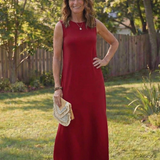Saffvia | Sleeveless Pocket Side Slit Midi Dress