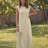 Saffvia | Sleeveless Pocket Side Slit Midi Dress
