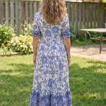 Miralyn | Short Sleeve V Neck Floral Midi Dress
