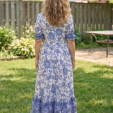 Miralyn | Short Sleeve V Neck Floral Midi Dress