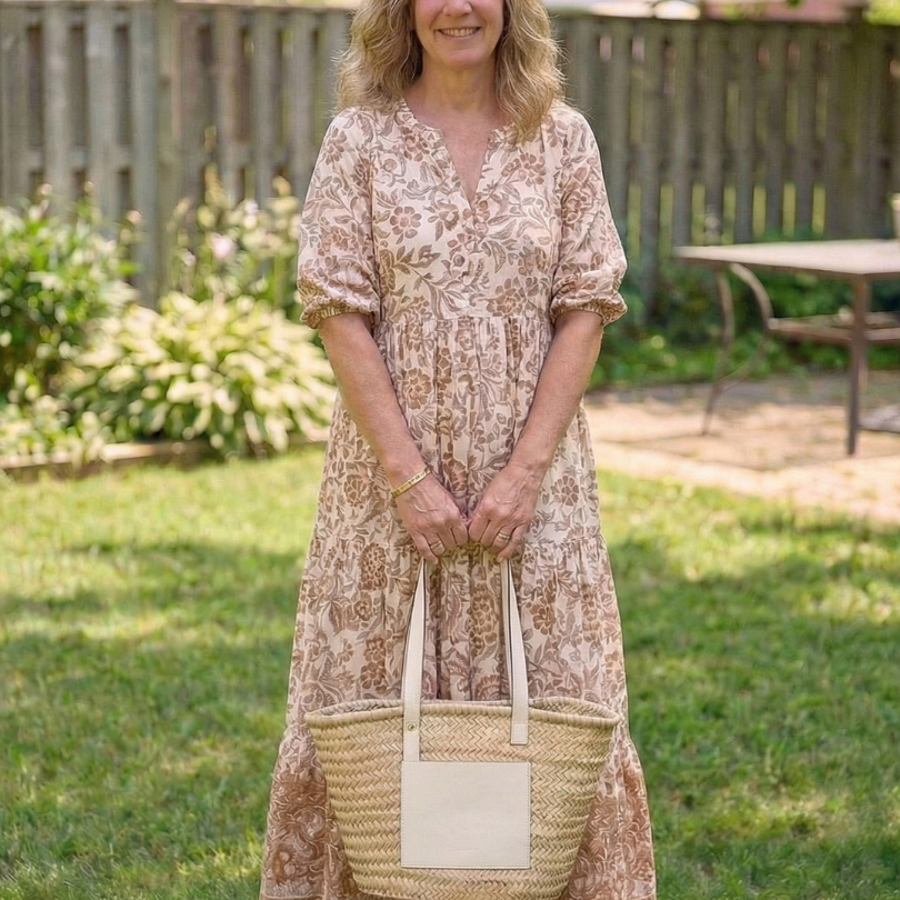 Miralyn | Short Sleeve V Neck Floral Midi Dress