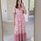 Miralyn | Short Sleeve V Neck Floral Midi Dress