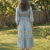Larssa | Half Sleeve Smocked Floral Midi Dress