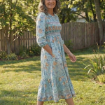 Larssa | Half Sleeve Smocked Floral Midi Dress