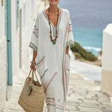 Sensette | V Neck Wide Sleeve Pocket Maxi Dress