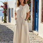 Velsette | Round Neck Short Sleeve Pocket Maxi Dress