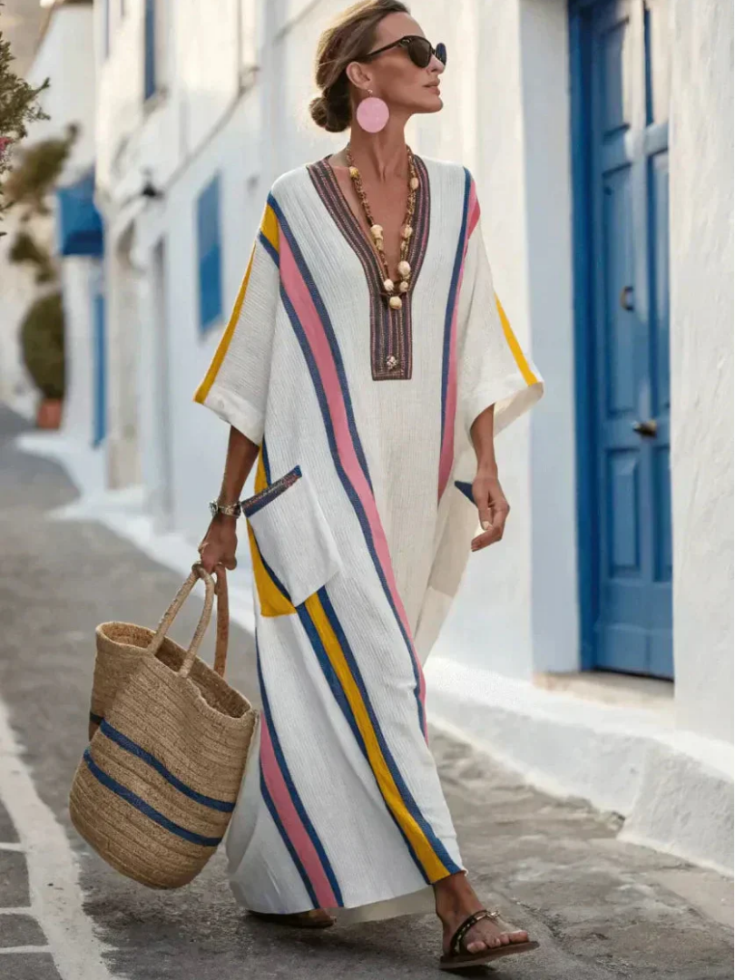 Serette | V Neck Half Sleeve Pocket Maxi Dress