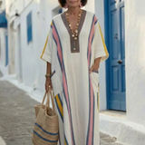 Serette | V Neck Half Sleeve Pocket Maxi Dress