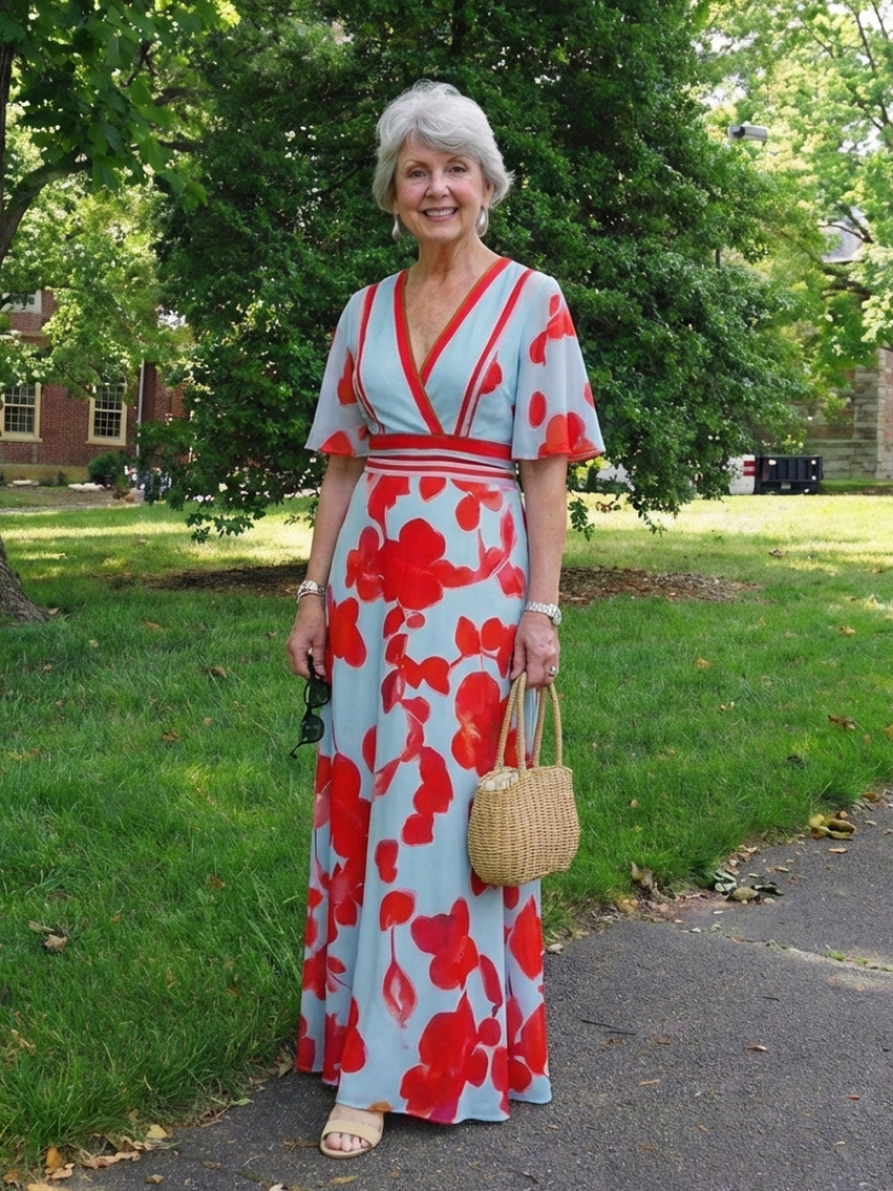 Celine | V Neck Short Sleeve Floral Maxi Dress