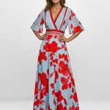 Celine | V Neck Short Sleeve Floral Maxi Dress