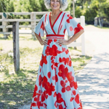 Celine | V Neck Short Sleeve Floral Maxi Dress