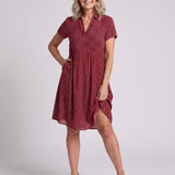 Thalmarie | Short Sleeve Collared Polka Dot Midi Dress