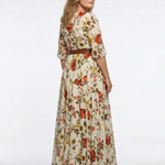 Camlyn | Round Neck Three Quarter Sleeve Belted Maxi Dress