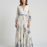 Noramarie | Long Sleeve V Neck Floral Maxi Dress