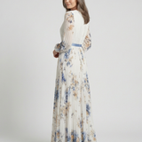 Noramarie | Long Sleeve V Neck Floral Maxi Dress