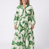 Larney | Long Sleeve Tie Waist Tiered Maxi Dress