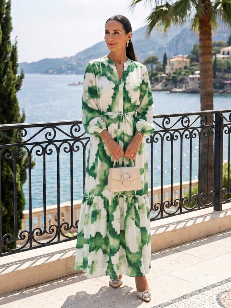 Larney | Long Sleeve Tie Waist Tiered Maxi Dress