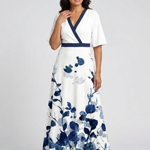 Doretta | V Neck Short Sleeve Floral Maxi Dress