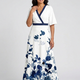Doretta | V Neck Short Sleeve Floral Maxi Dress