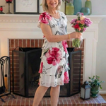 Valvia | Short Sleeve Floral Layered Knee Length Dress