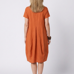 Selna | Short Sleeve Pleated Knee Length Dress