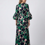 Fleurmarie | V Neck Tie Waist Long Sleeve Maxi Dress