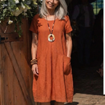 Selna | Short Sleeve Pleated Knee Length Dress