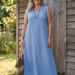 Delnia | Sleeveless V Neck Maxi Dress