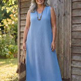 Delnia | Sleeveless V Neck Maxi Dress