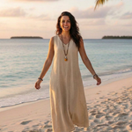 Delnia | Sleeveless V Neck Maxi Dress