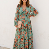 Belmarie | Long Sleeve V Neck Floral Maxi Dress