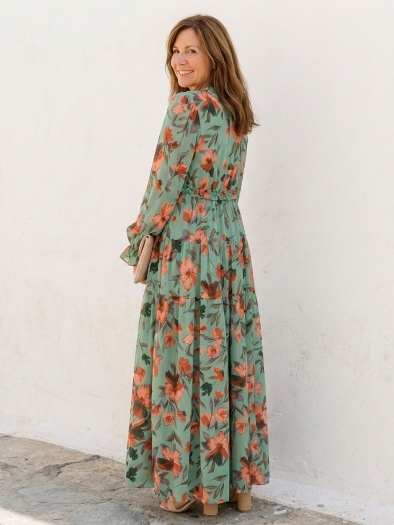 Belmarie | Long Sleeve V Neck Floral Maxi Dress