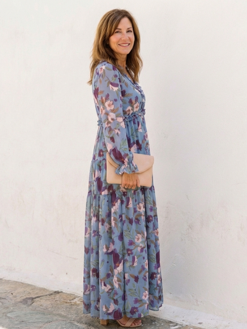 Belmarie | Long Sleeve V Neck Floral Maxi Dress