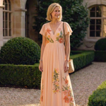 Briandra | V Neck Short Sleeve Pleated Floral Maxi Dress