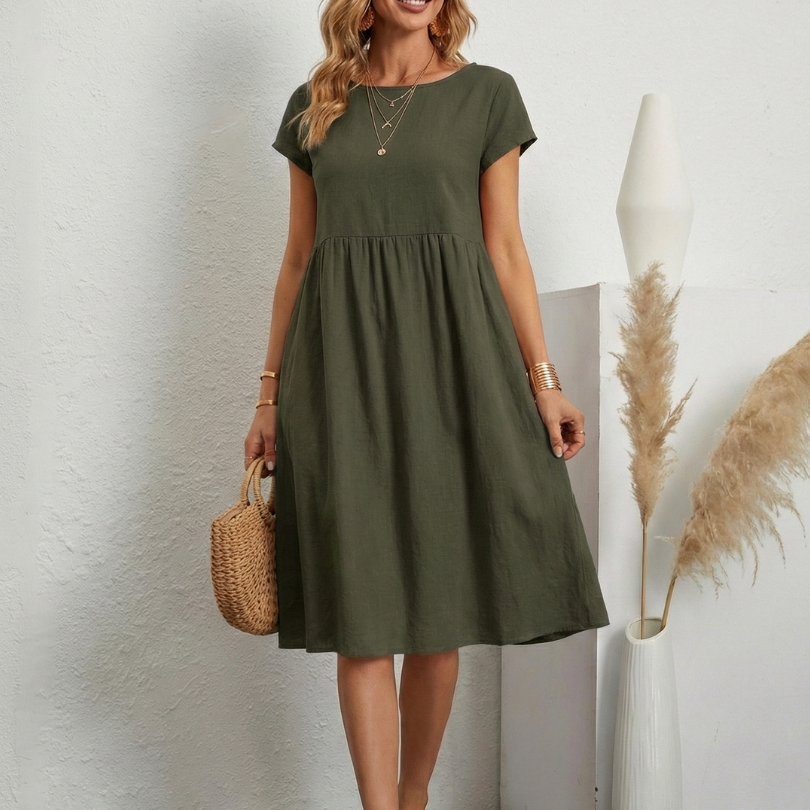 Tamsindra | Short Sleeve Knee Length Pocket Dress