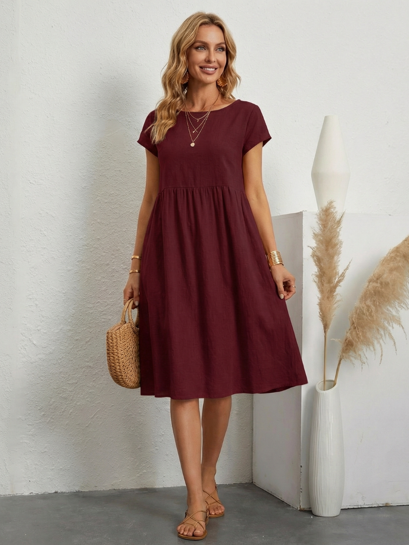 Tamsindra | Short Sleeve Knee Length Pocket Dress