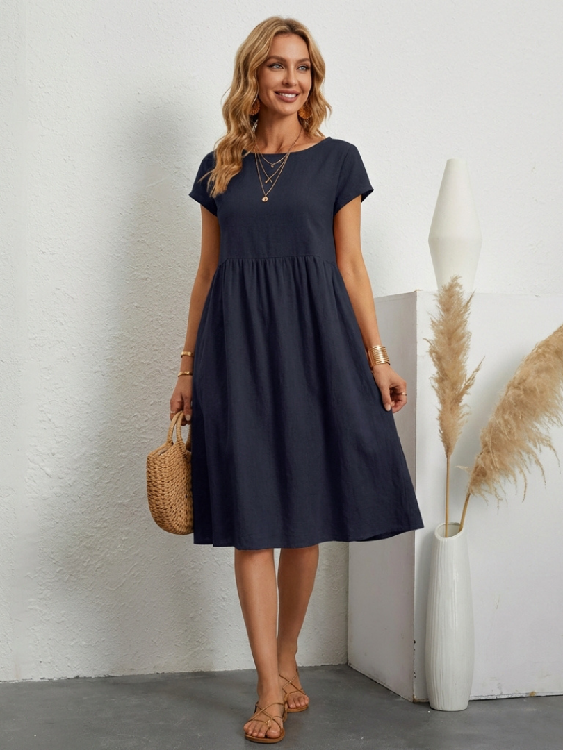 Tamsindra | Short Sleeve Knee Length Pocket Dress