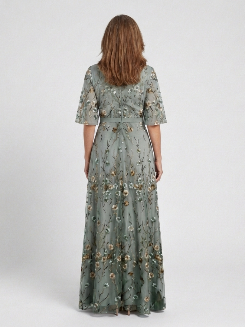 Theawynne | Floral V Neck Short Sleeve Maxi Dress