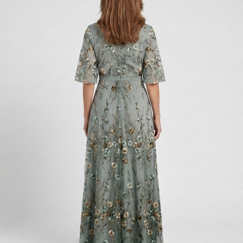 Theawynne | Floral V Neck Short Sleeve Maxi Dress
