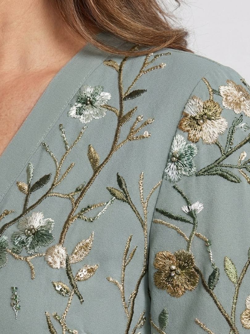 Theawynne | Floral V Neck Short Sleeve Maxi Dress