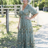Theawynne | Floral V Neck Short Sleeve Maxi Dress