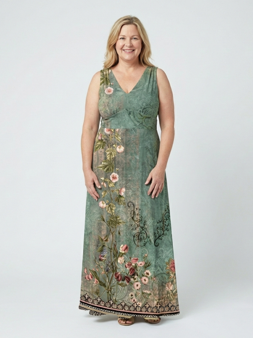 Norda | Sleeveless V Neck Floral Maxi Dress