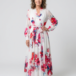 Mirarina | Floral Long Sleeve Wrap Maxi Dress