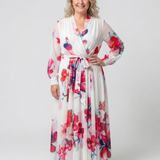 Mirarina | Floral Long Sleeve Wrap Maxi Dress